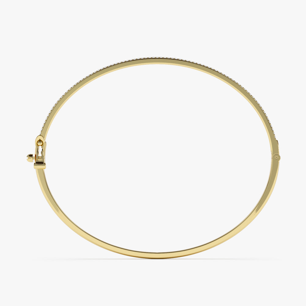 14k Two Row Pave Diamond Bangle Bracelet