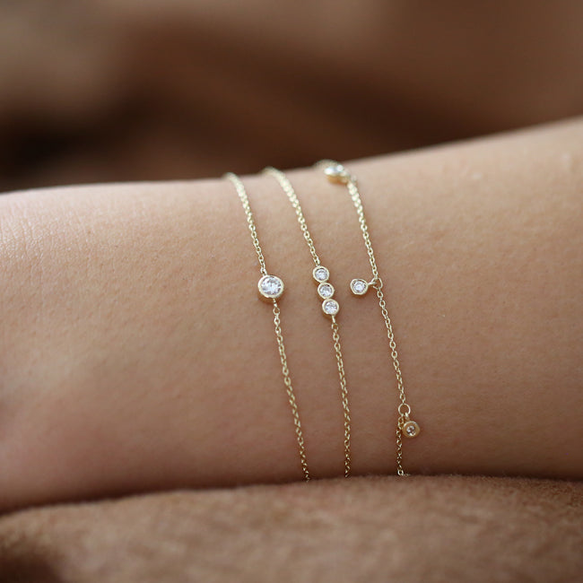 14k Gold Bezel Setting Diamond Solitaire Bracelet 0.05ctw