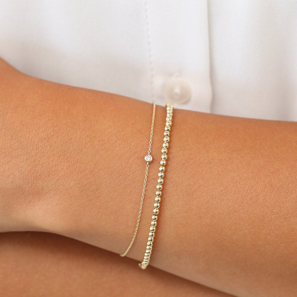 14k Gold Bezel Setting Diamond Solitaire Bracelet 0.05ctw