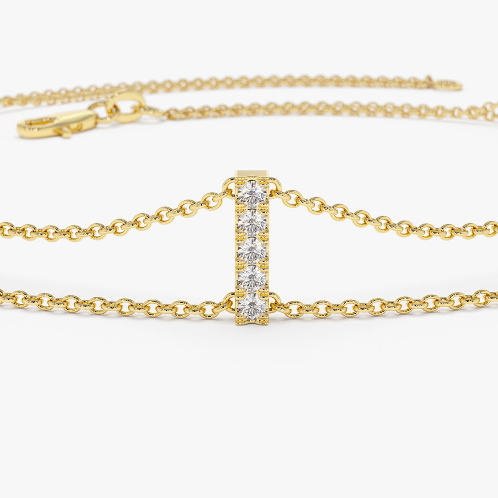 14k 5 Station Diamond Bar Bracelet