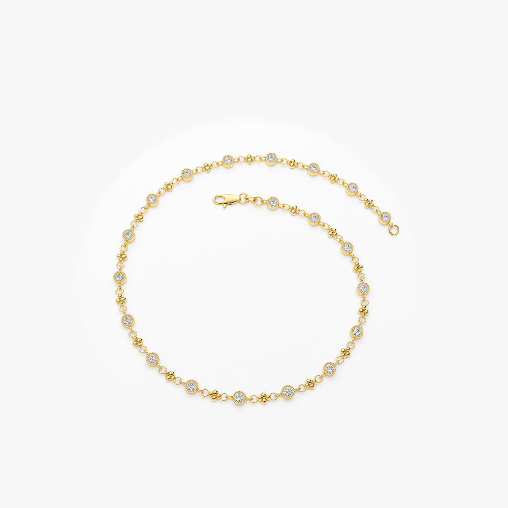 14k Bezel Setting Diamond with Milgrain Bracelet