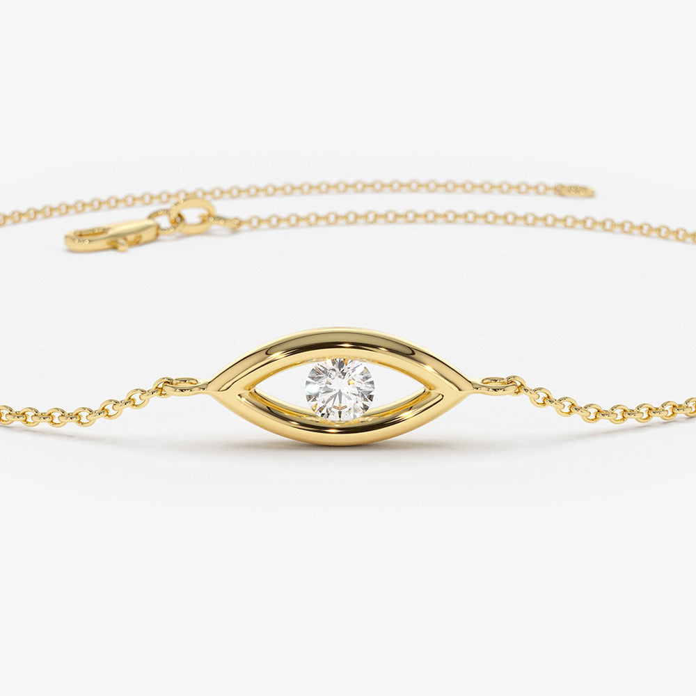 14k Channel Setting Diamond Evil Eye Bracelet