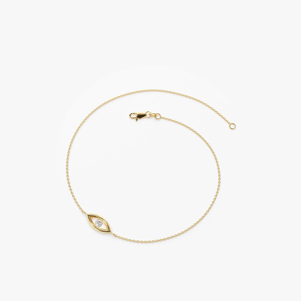 14k Channel Setting Diamond Evil Eye Bracelet