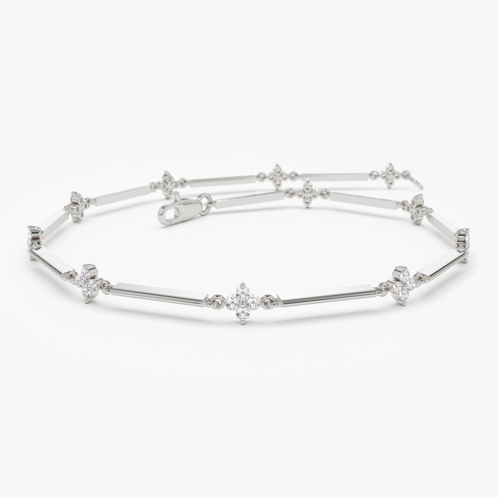 14k Clover Setting Diamond Infinity Bracelet - Geum Jewels