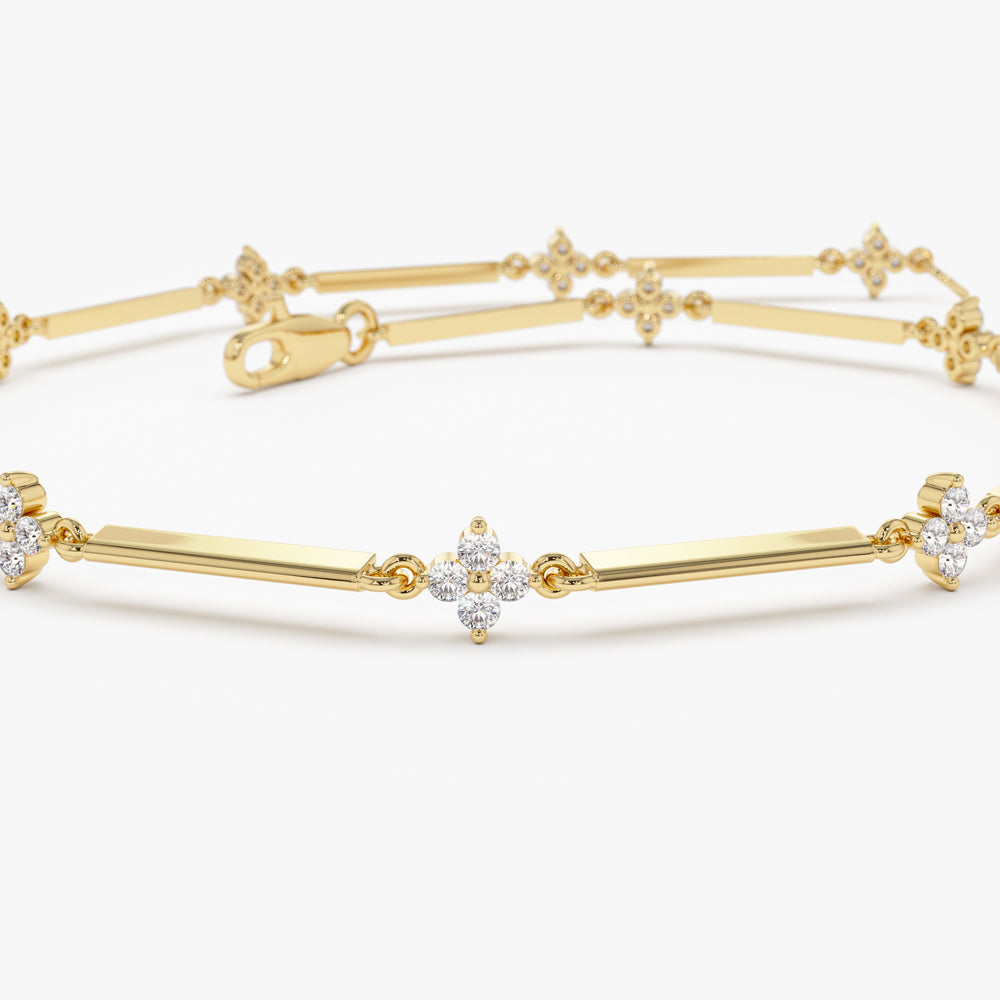 14k Clover Setting Diamond Infinity Bracelet - Geum Jewels