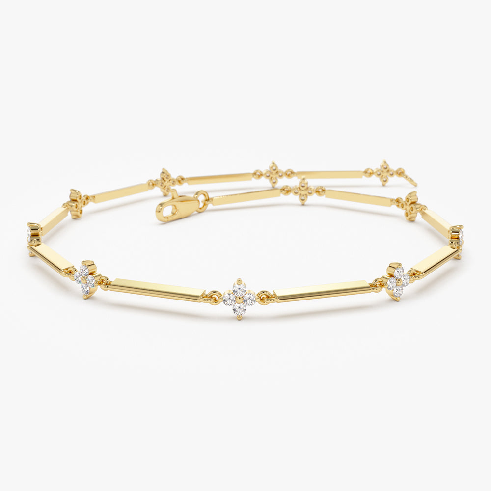 14k Clover Setting Diamond Infinity Bracelet - Geum Jewels
