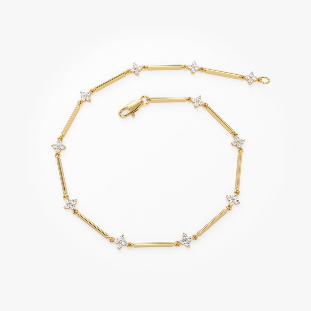 14k Clover Setting Diamond Infinity Bracelet - Geum Jewels