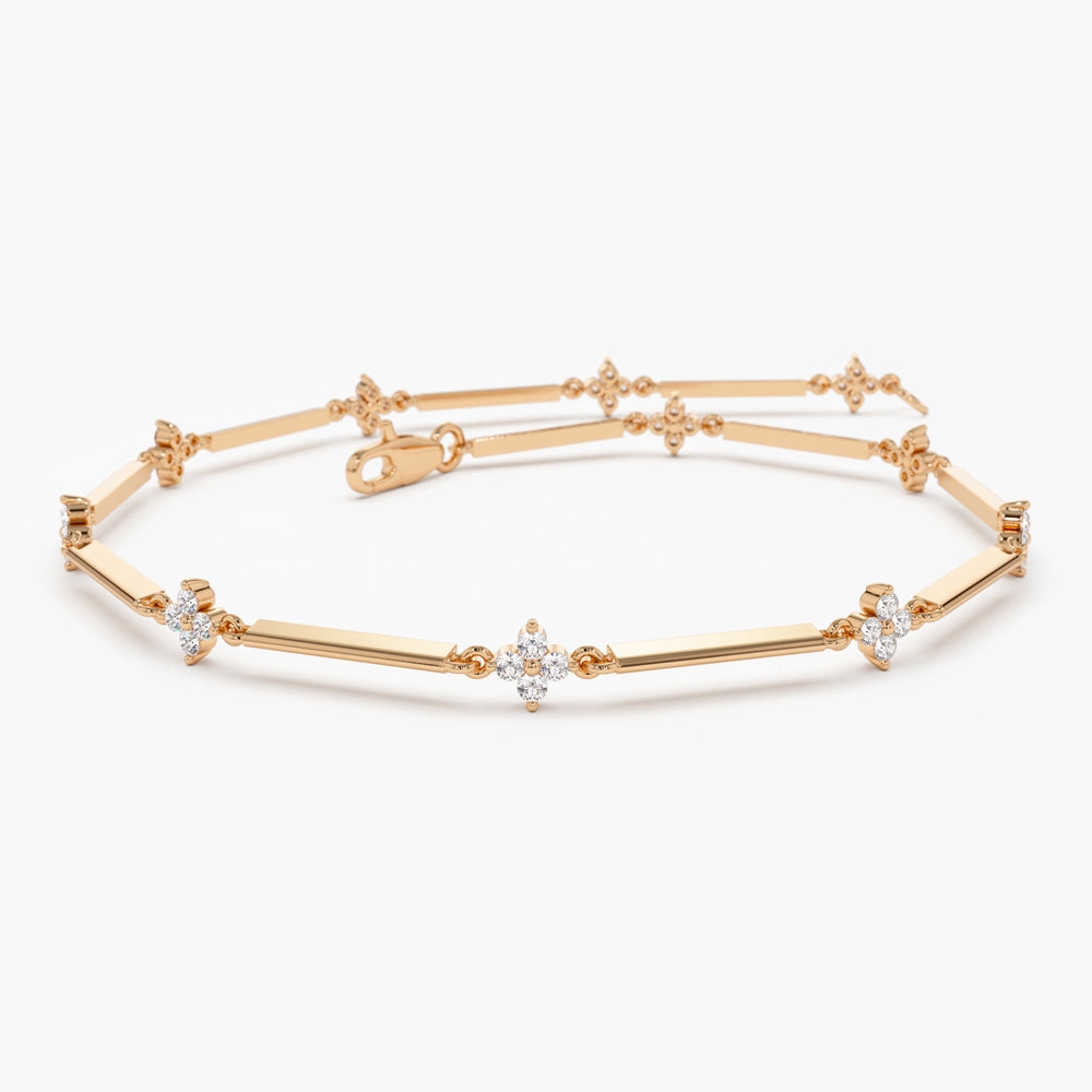 14k Clover Setting Diamond Infinity Bracelet - Geum Jewels