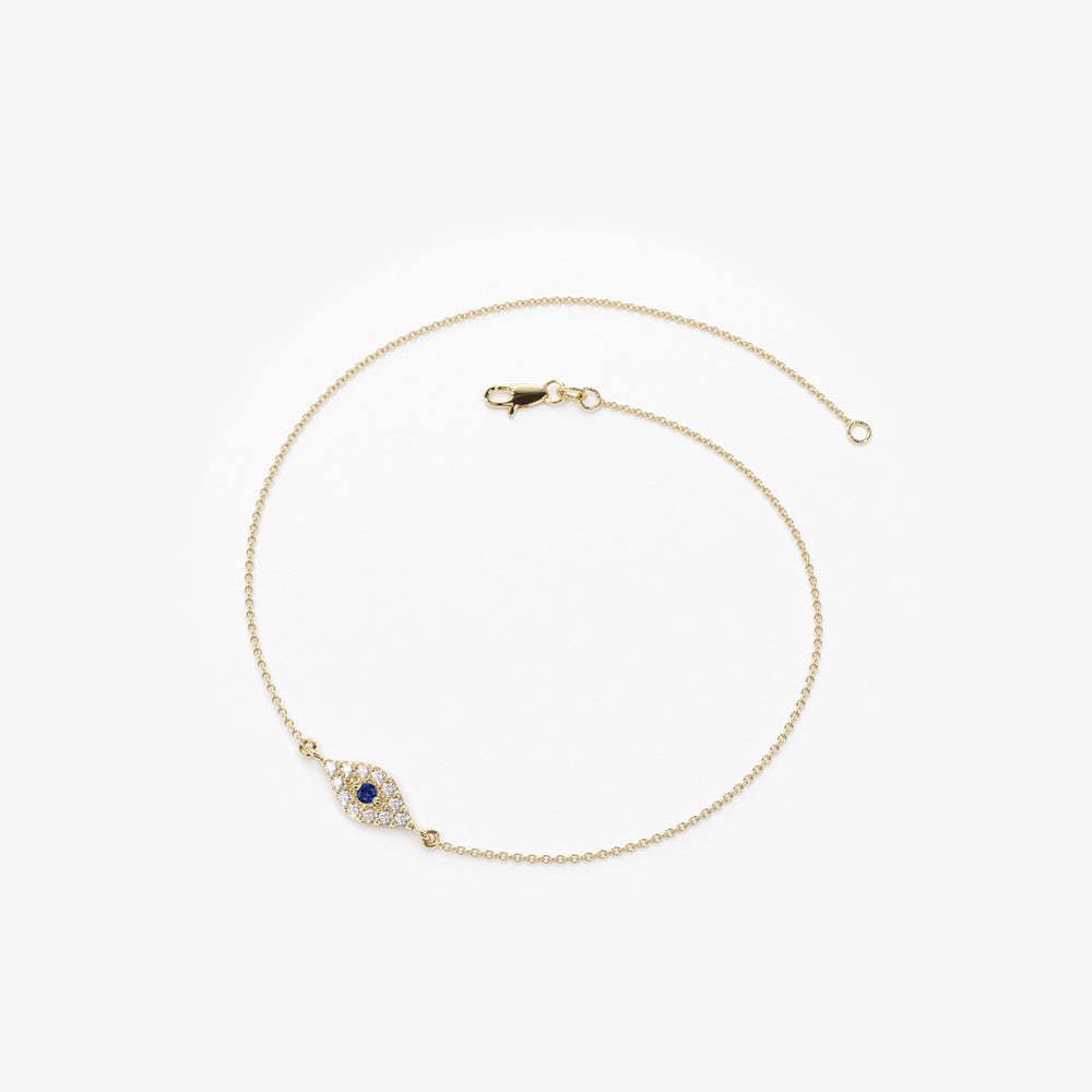 14k Diamond and Sapphire Evil Eye Bracelet