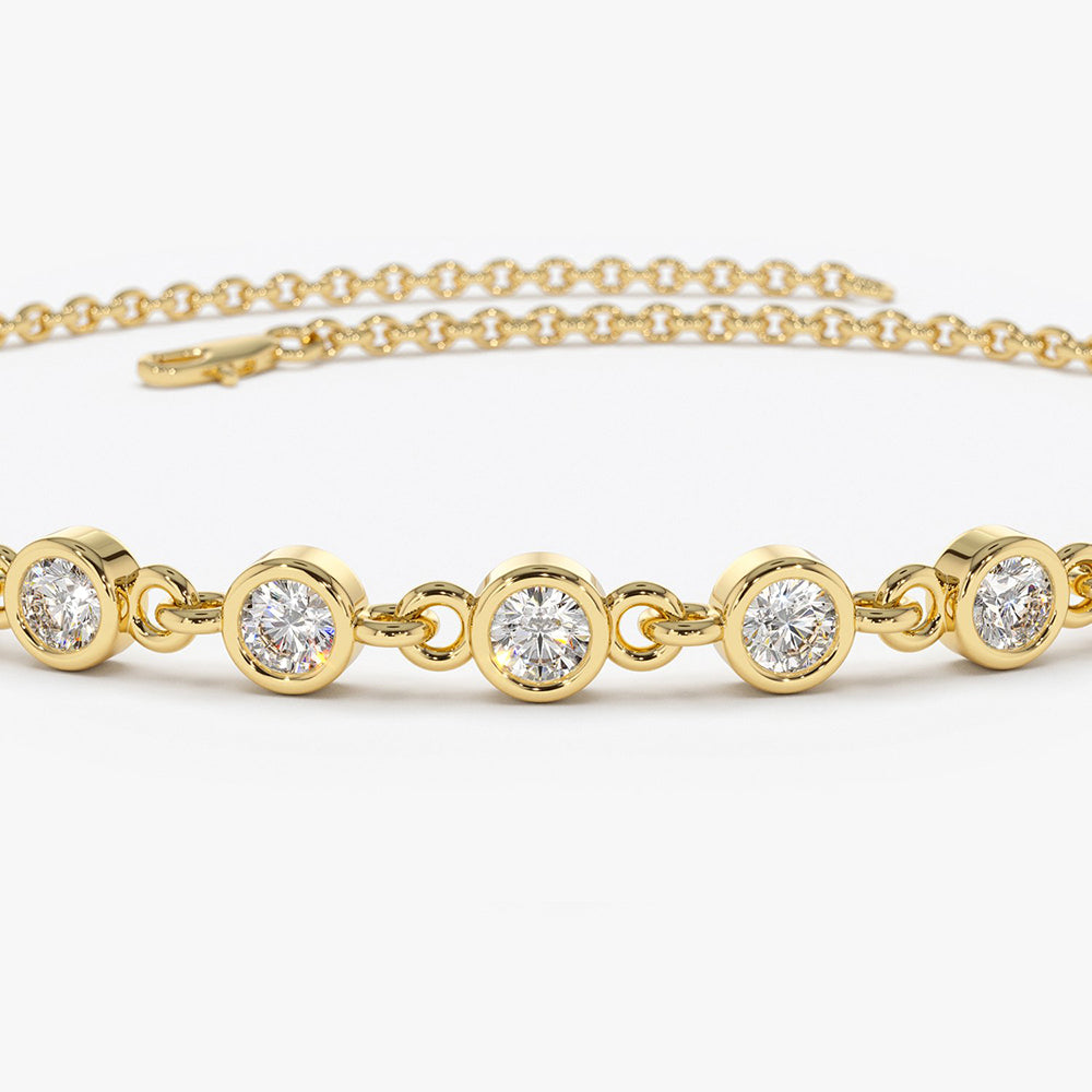 14K Gold Bezel Set Diamond Bracelet