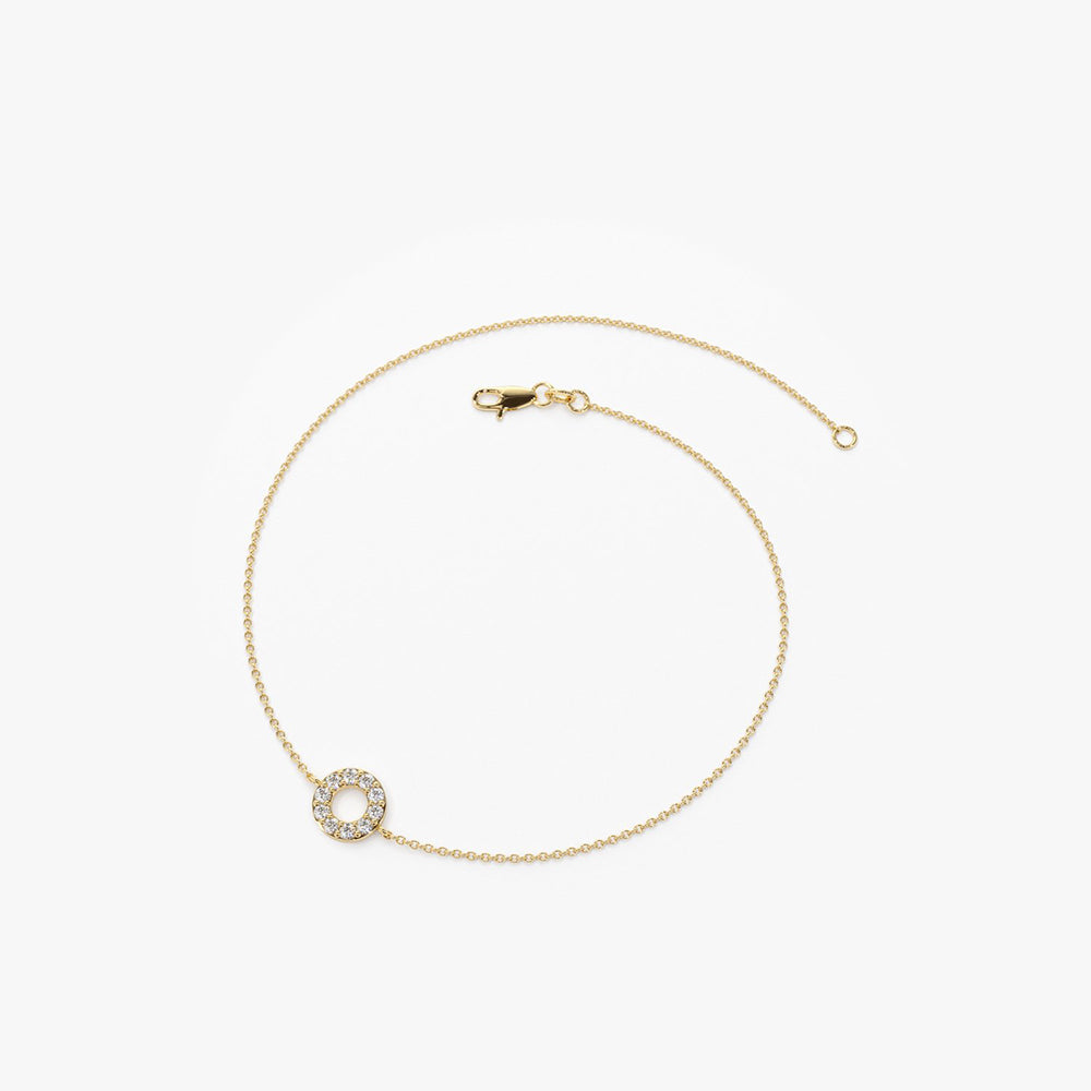 14K Gold Round Pave Diamond Bracelet