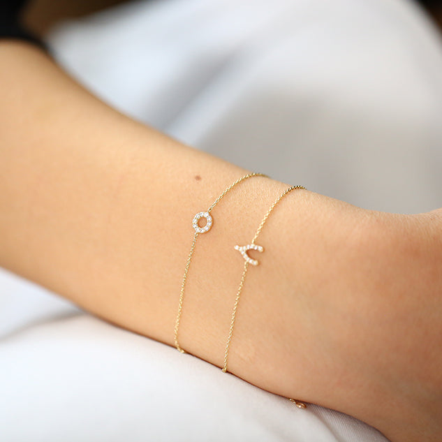 14K Gold Round Pave Diamond Bracelet