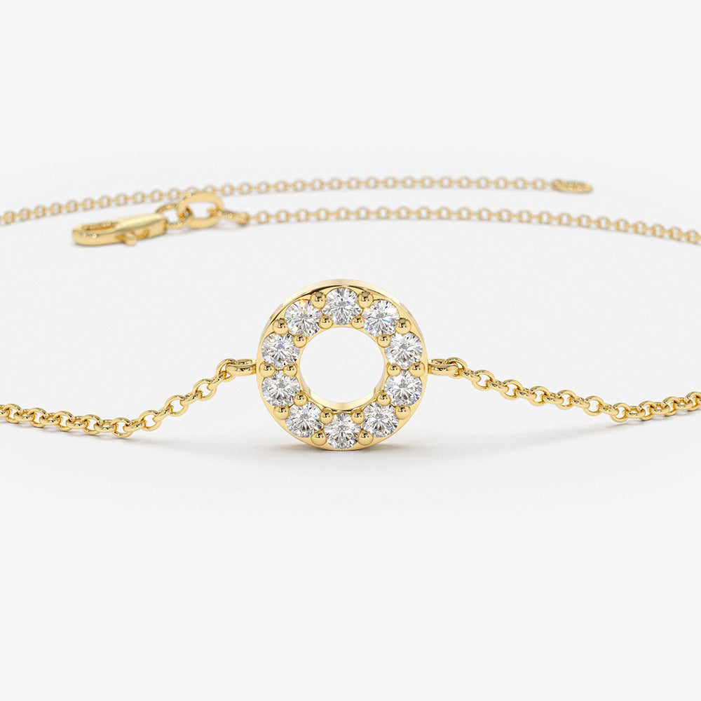 14K Gold Round Pave Diamond Bracelet