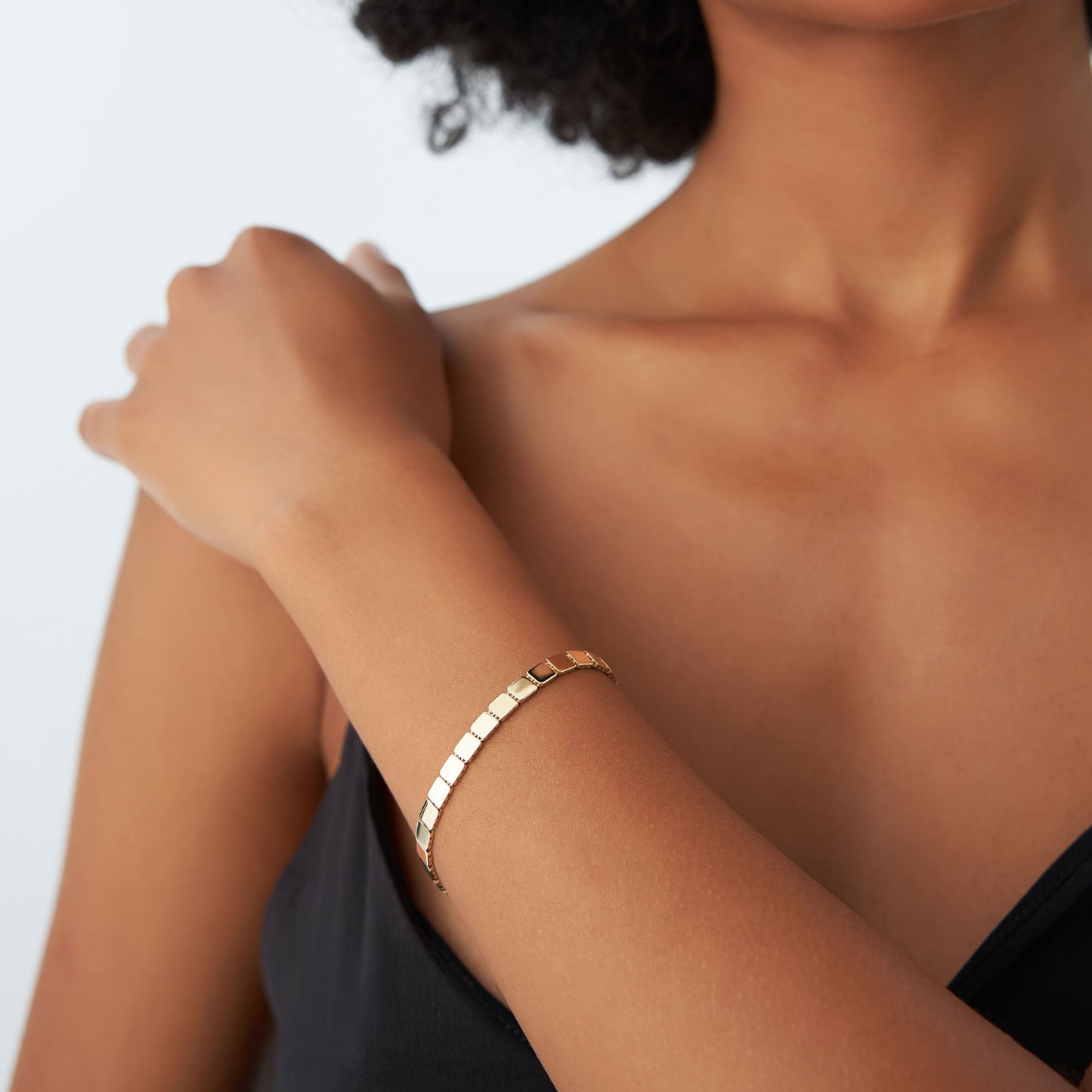14k Gold Square Link Stacking Bracelet