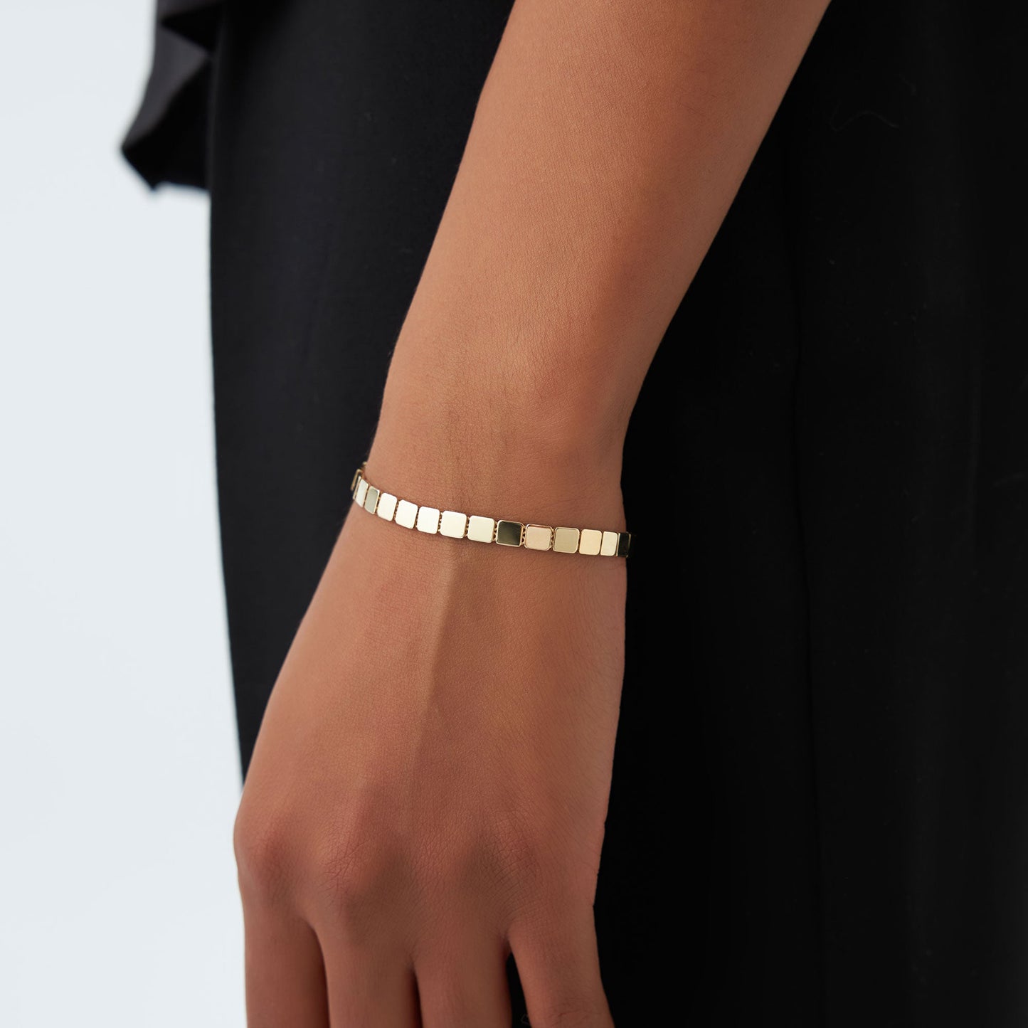14k Gold Square Link Stacking Bracelet