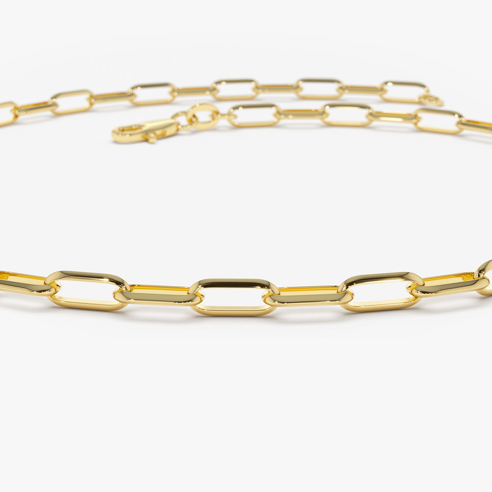 14k Solid Gold Tiny Paper Clip Link Bracelet