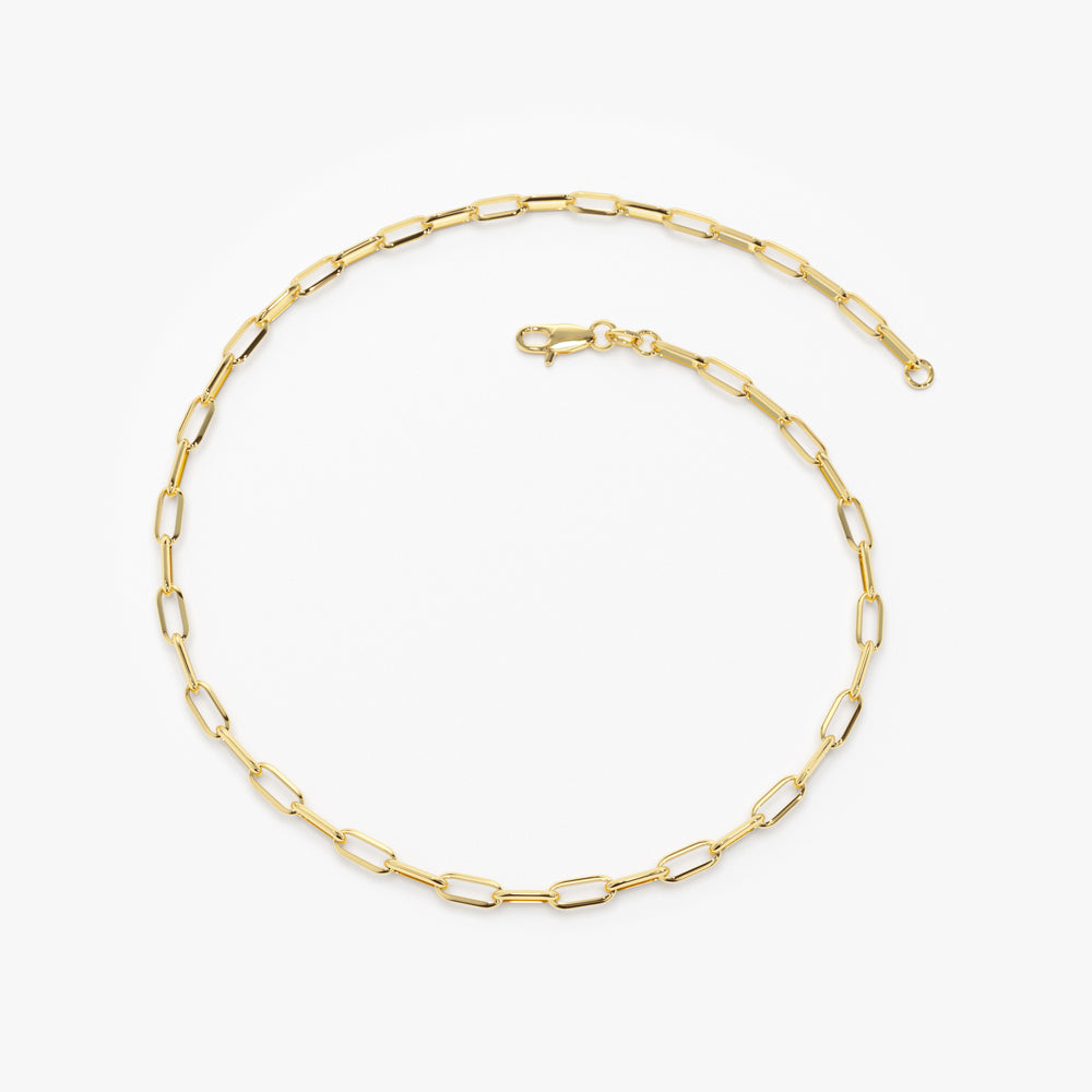 14k Solid Gold Tiny Paper Clip Link Bracelet
