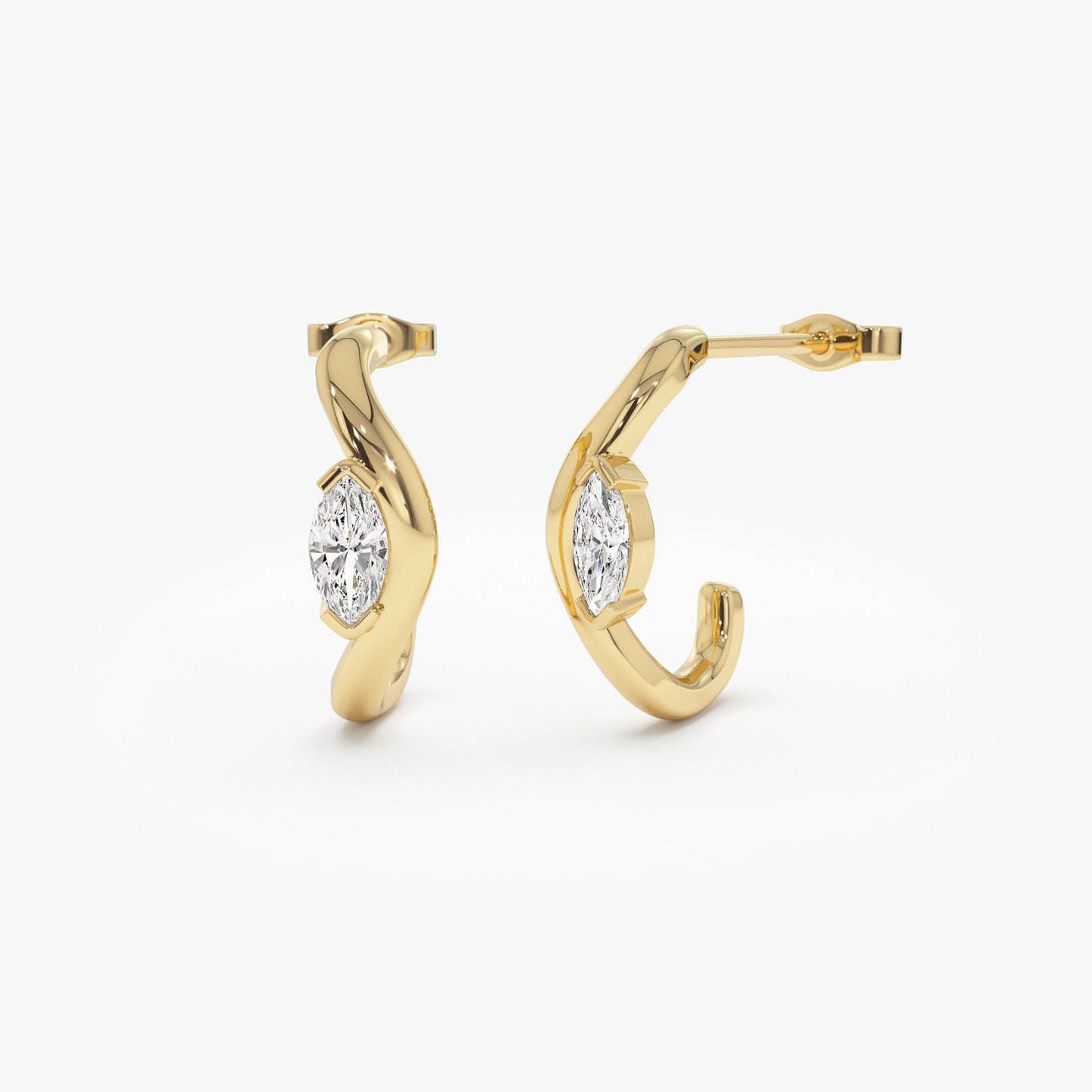 0.60 ctw 14k Marquise Shapes Lab Grown Swivel J Hoops - Emery - Geum Jewels