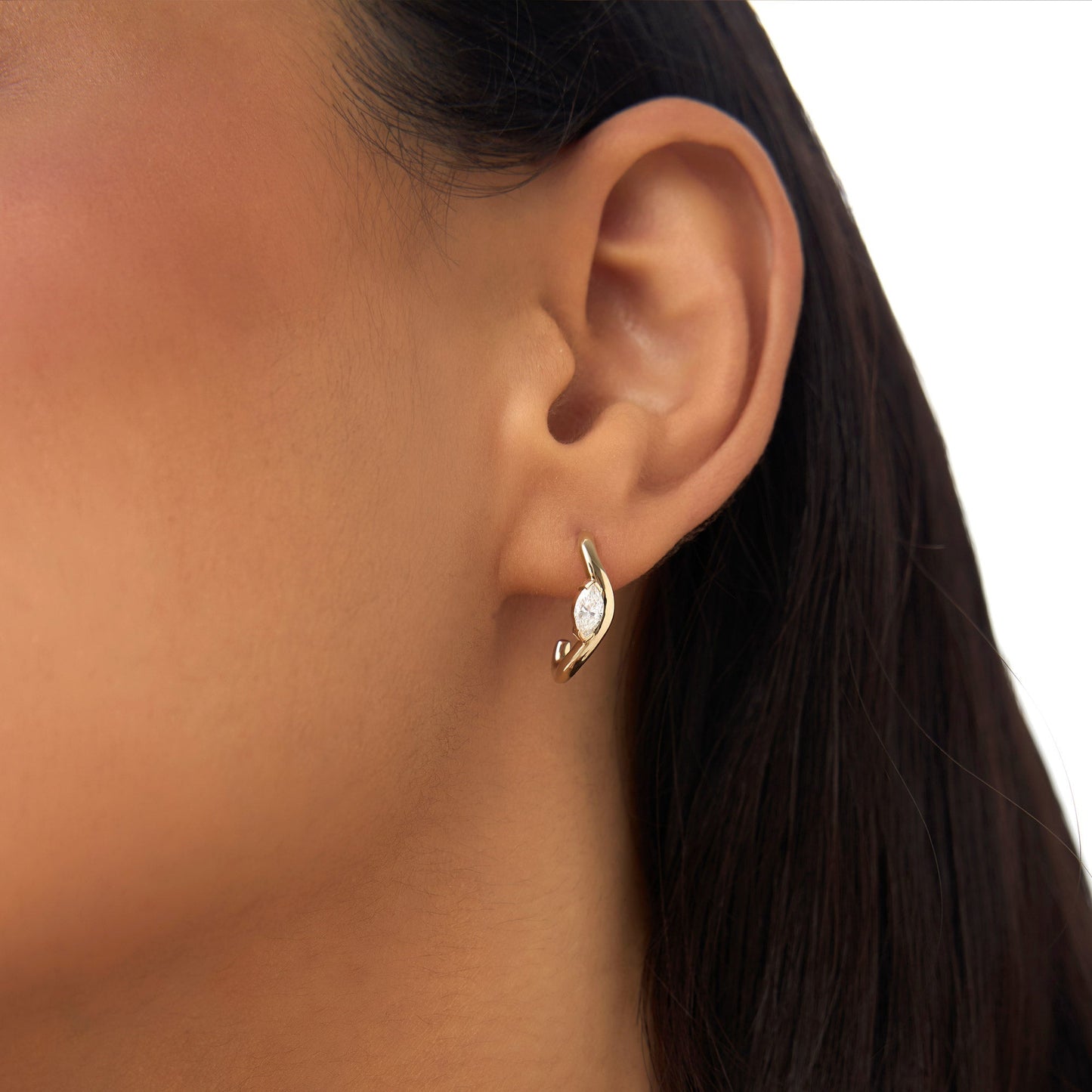0.60 ctw 14k Marquise Shapes Lab Grown Swivel J Hoops - Emery - Geum Jewels