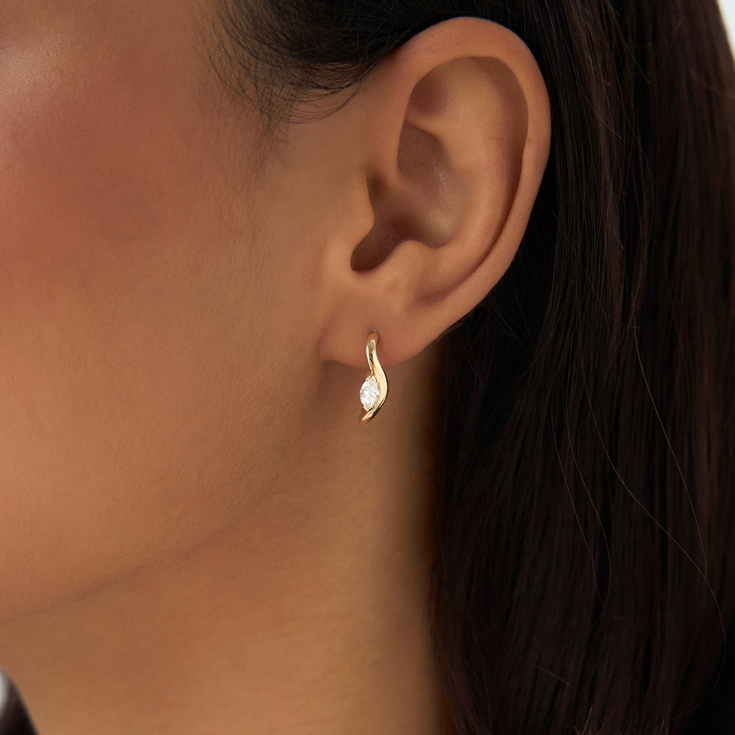 0.60 ctw 14k Marquise Shapes Lab Grown Swivel J Hoops - Emery - Geum Jewels