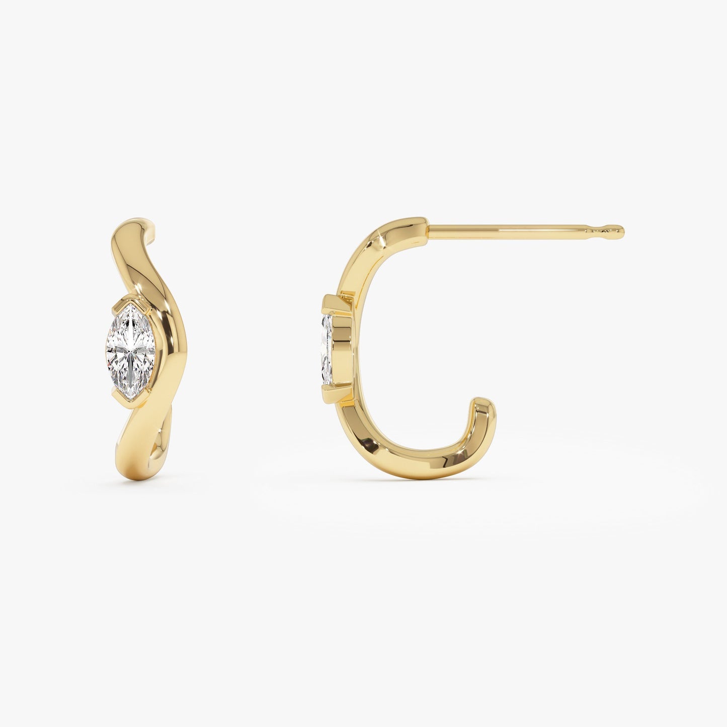 0.60 ctw 14k Marquise Shapes Lab Grown Swivel J Hoops - Emery - Geum Jewels