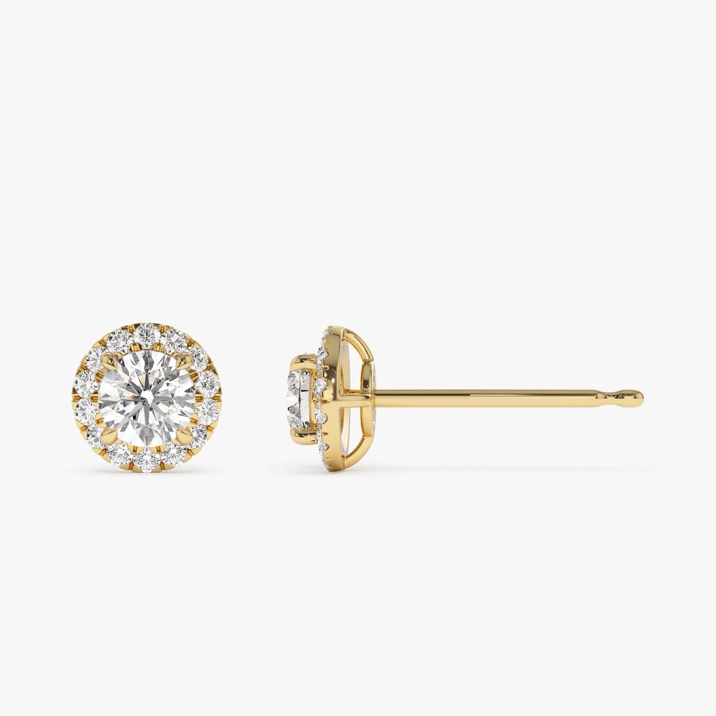 1.30 ctw 14k Round Lab Grown Diamond Halo Stud Earrings - Josephine - Geum Jewels
