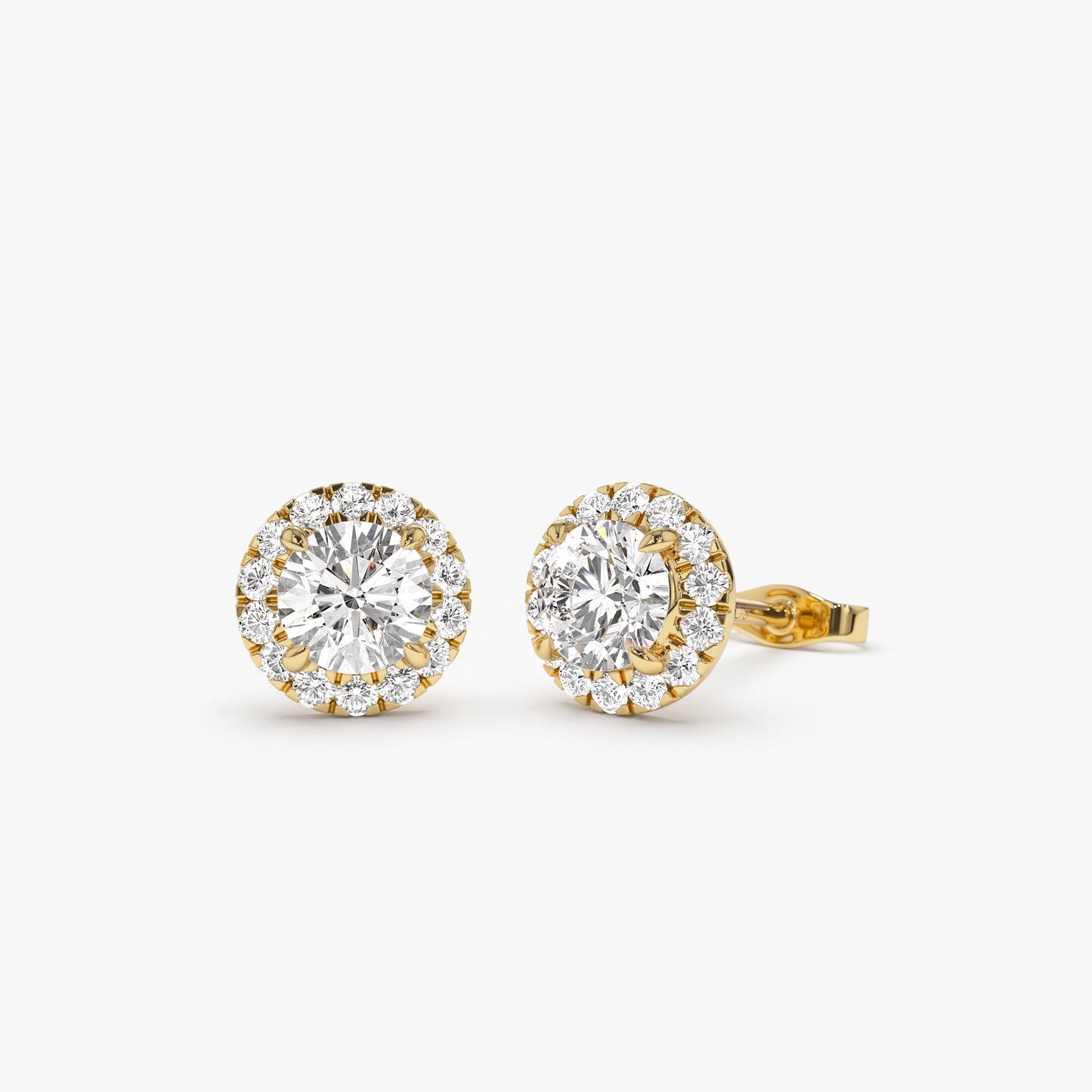 1.30 ctw 14k Round Lab Grown Diamond Halo Stud Earrings - Josephine - Geum Jewels