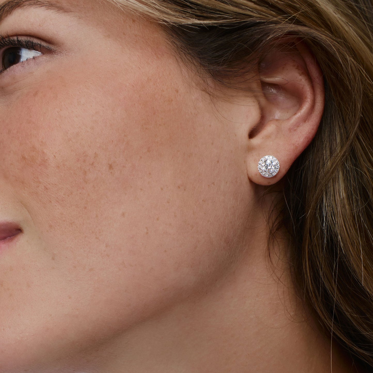 1.30 ctw 14k Round Lab Grown Diamond Halo Stud Earrings - Josephine - Geum Jewels
