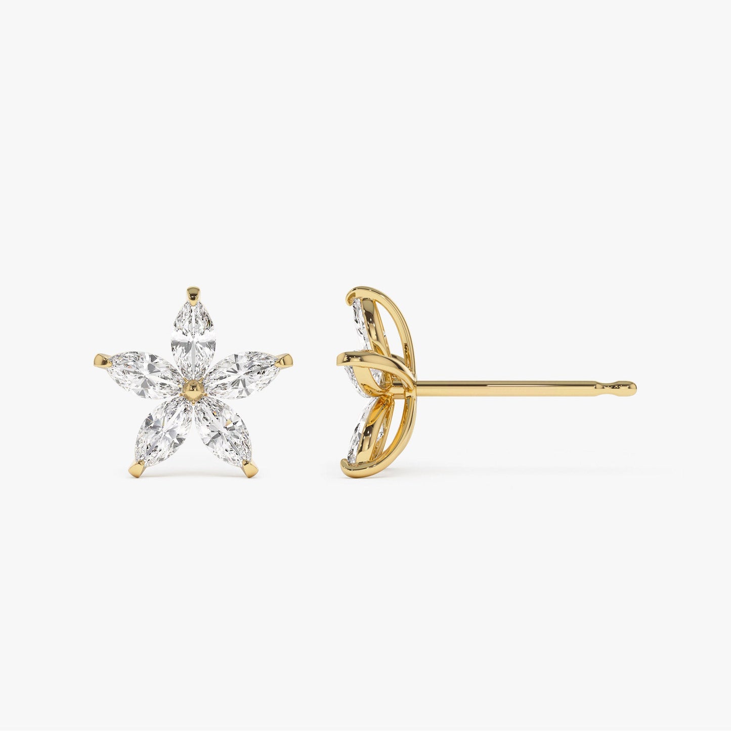 1.45 ctw 14k Marquise Shaped Lab Grown Diamond Floral Studs - Maya - Geum Jewels
