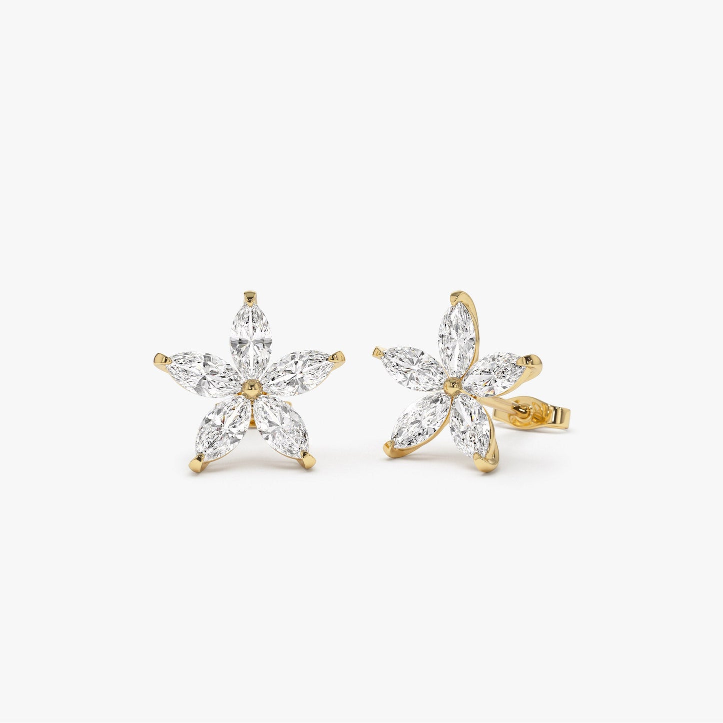 1.45 ctw 14k Marquise Shaped Lab Grown Diamond Floral Studs - Maya - Geum Jewels