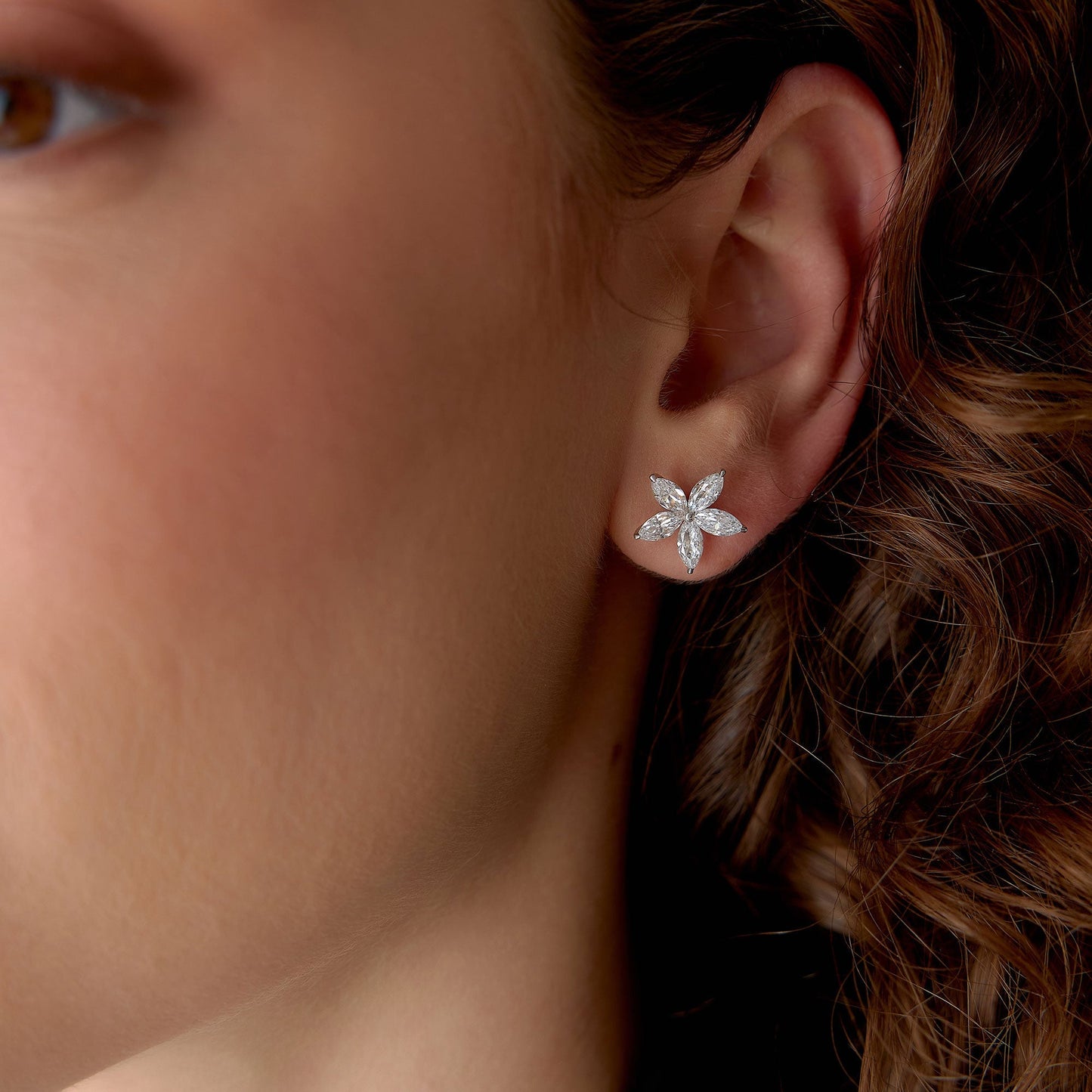 1.45 ctw 14k Marquise Shaped Lab Grown Diamond Floral Studs - Maya - Geum Jewels