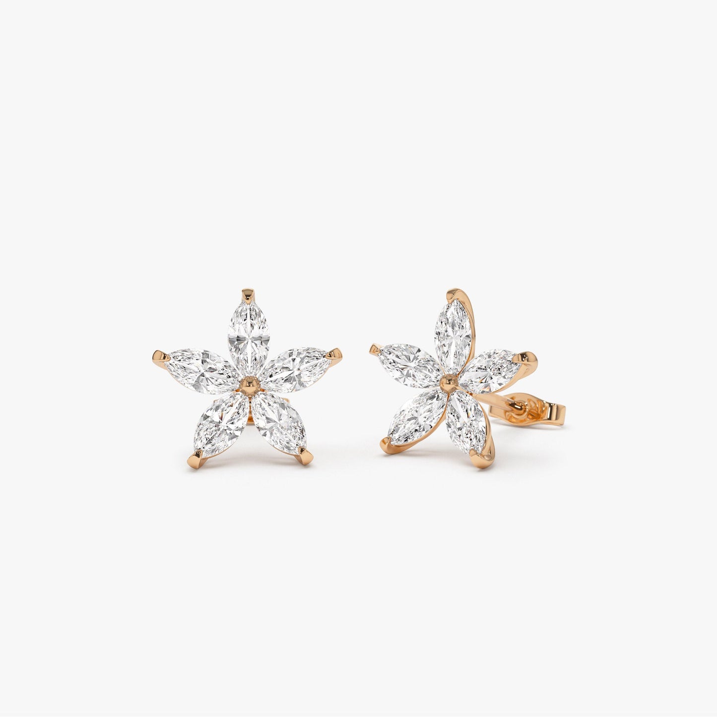1.45 ctw 14k Marquise Shaped Lab Grown Diamond Floral Studs - Maya - Geum Jewels