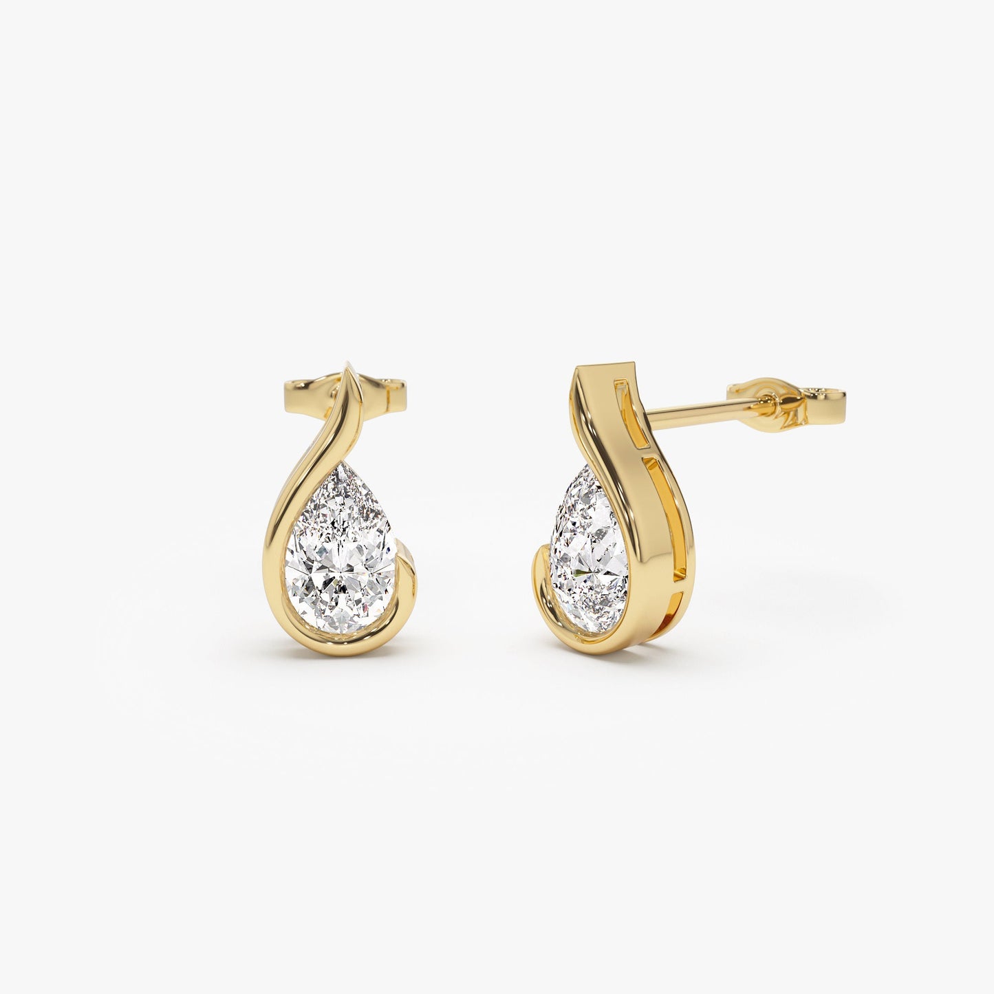 1.50 ctw 14k Pear Shaped Unique Lab Grown Diamond Studs - Eden - Geum Jewels