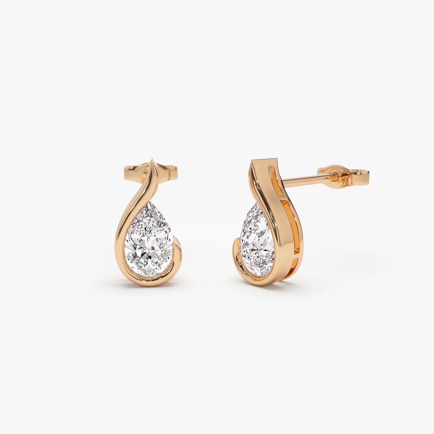 1.50 ctw 14k Pear Shaped Unique Lab Grown Diamond Studs - Eden - Geum Jewels