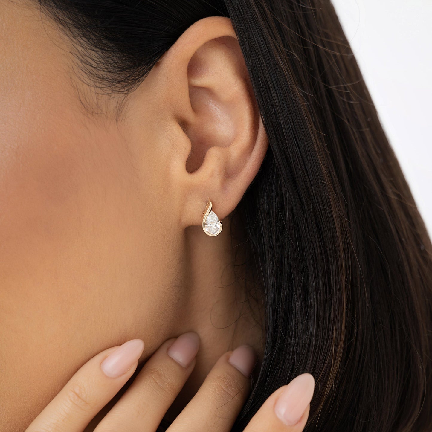 1.50 ctw 14k Pear Shaped Unique Lab Grown Diamond Studs - Eden - Geum Jewels