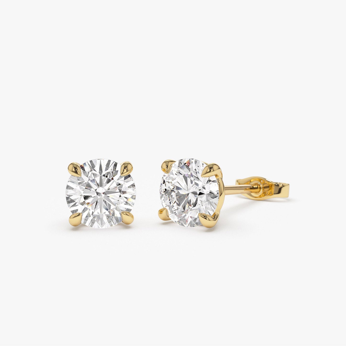 1.0-4.0cts 14k Classic Four Prong Round Lab Grown Diamond Studs - Riley - Geum Jewels