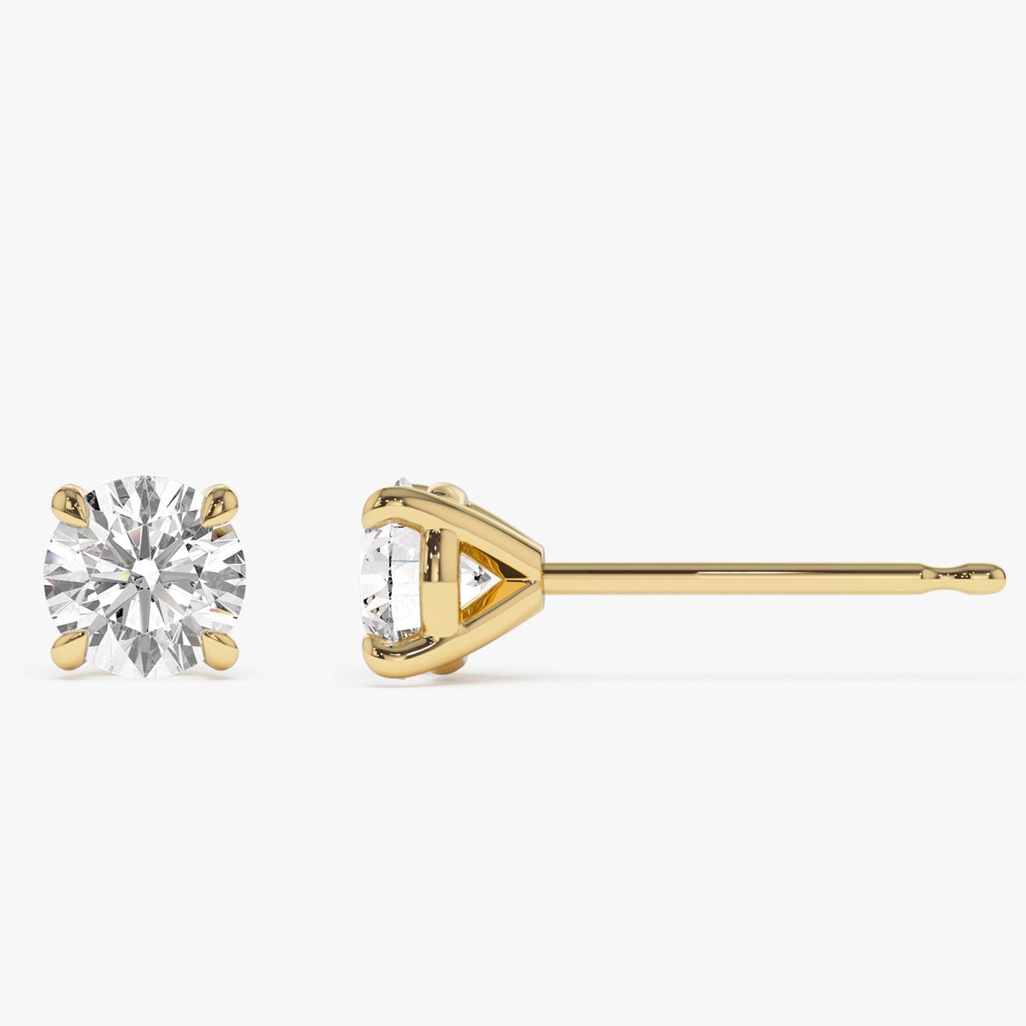 1.0-4.0cts 14k Classic Four Prong Round Lab Grown Diamond Studs - Riley - Geum Jewels