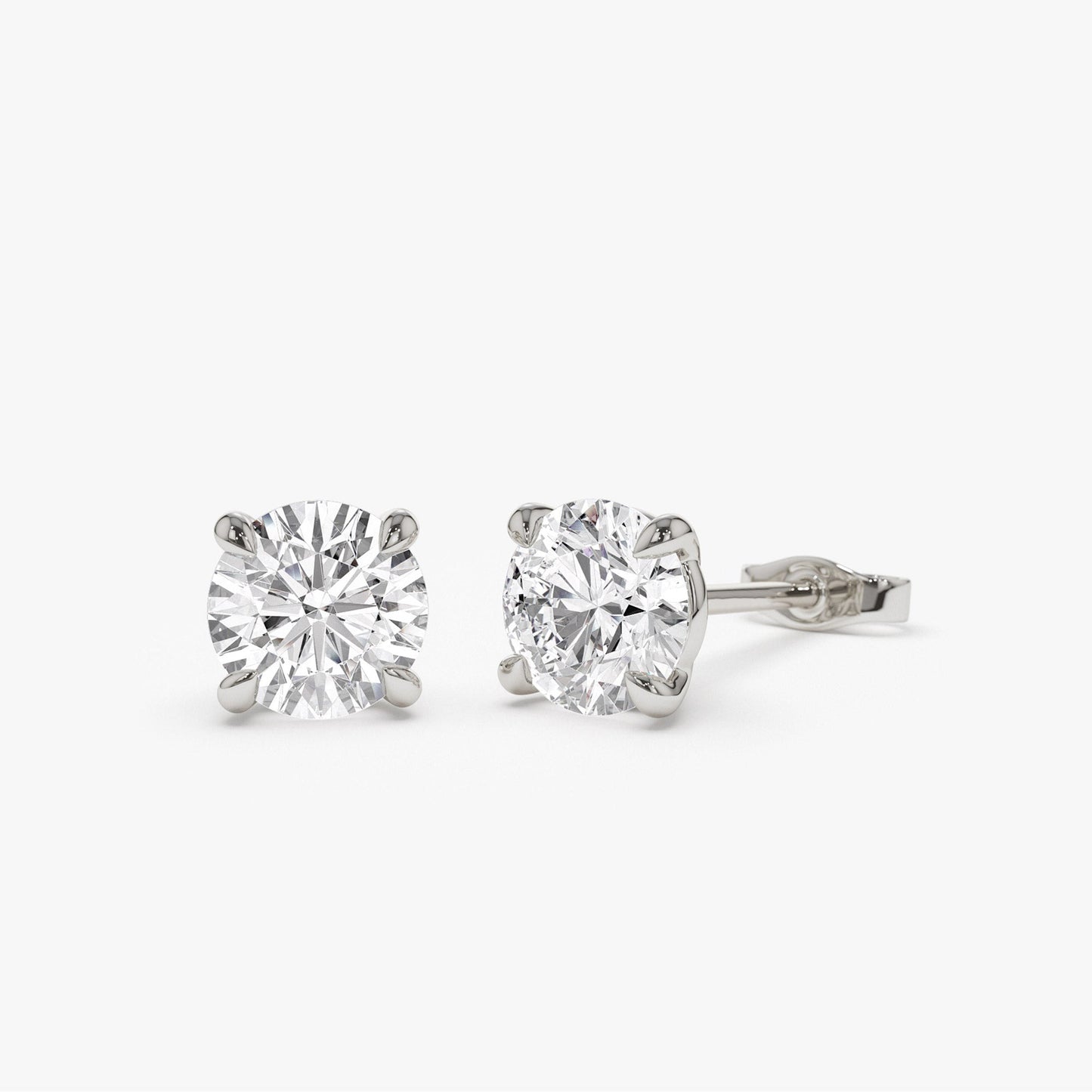1.0-4.0cts 14k Classic Four Prong Round Lab Grown Diamond Studs - Riley - Geum Jewels