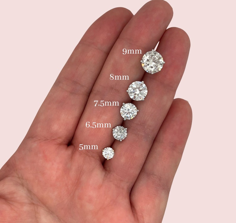 1.0-4.0cts 14k Martini Setting Round Lab Grown Diamond Studs - Alice - Geum Jewels