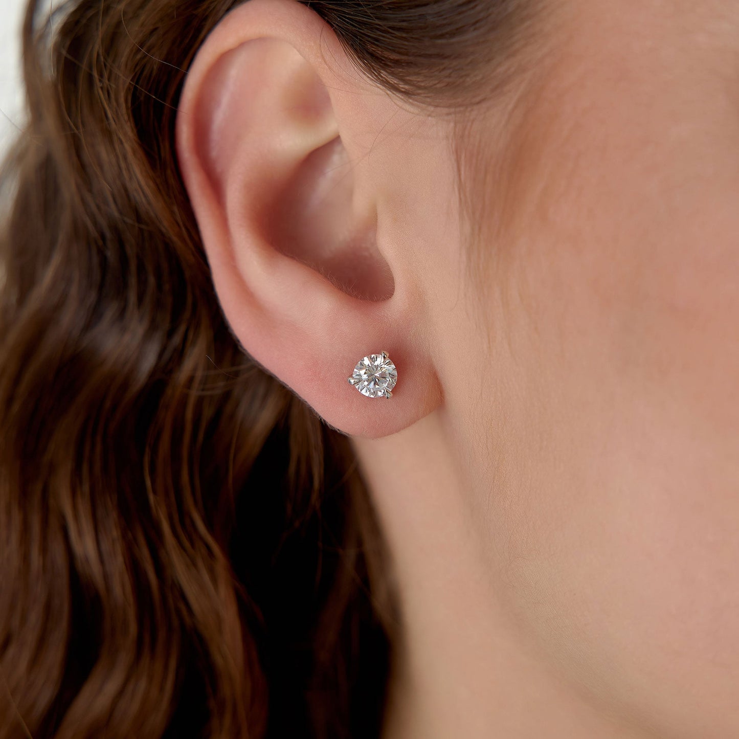 1.0-4.0cts 14k Martini Setting Round Lab Grown Diamond Studs - Alice - Geum Jewels