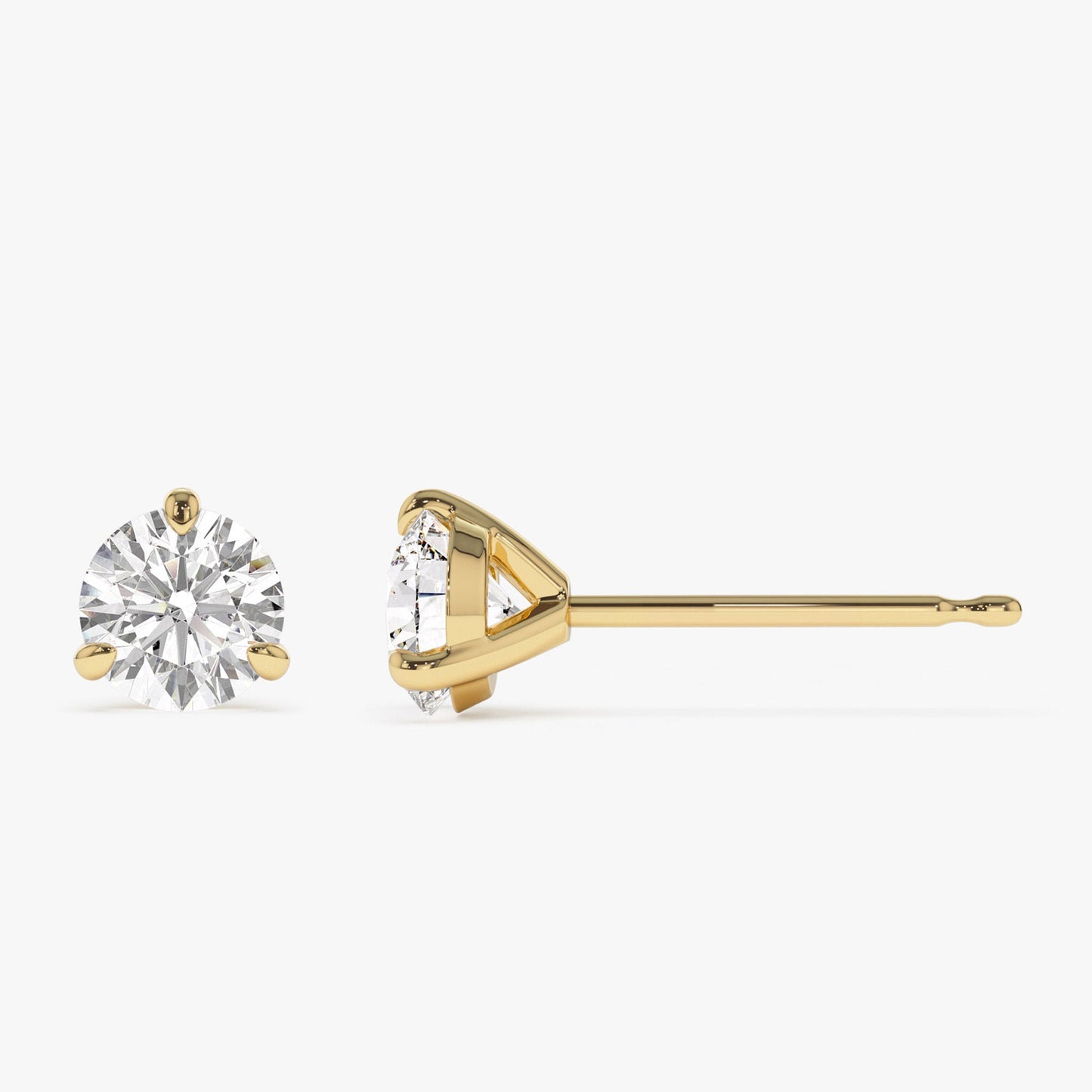 1.0-4.0cts 14k Martini Setting Round Lab Grown Diamond Studs - Alice - Geum Jewels