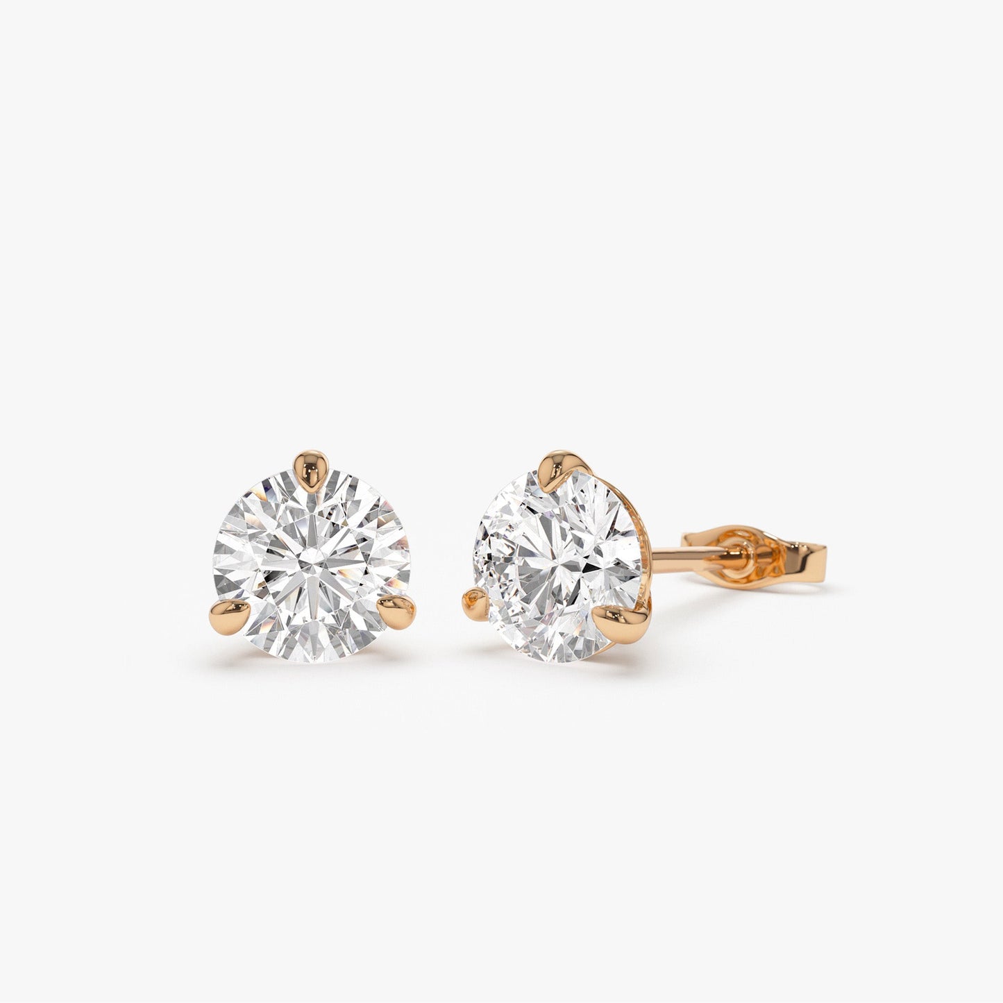 1.0-4.0cts 14k Martini Setting Round Lab Grown Diamond Studs - Alice - Geum Jewels