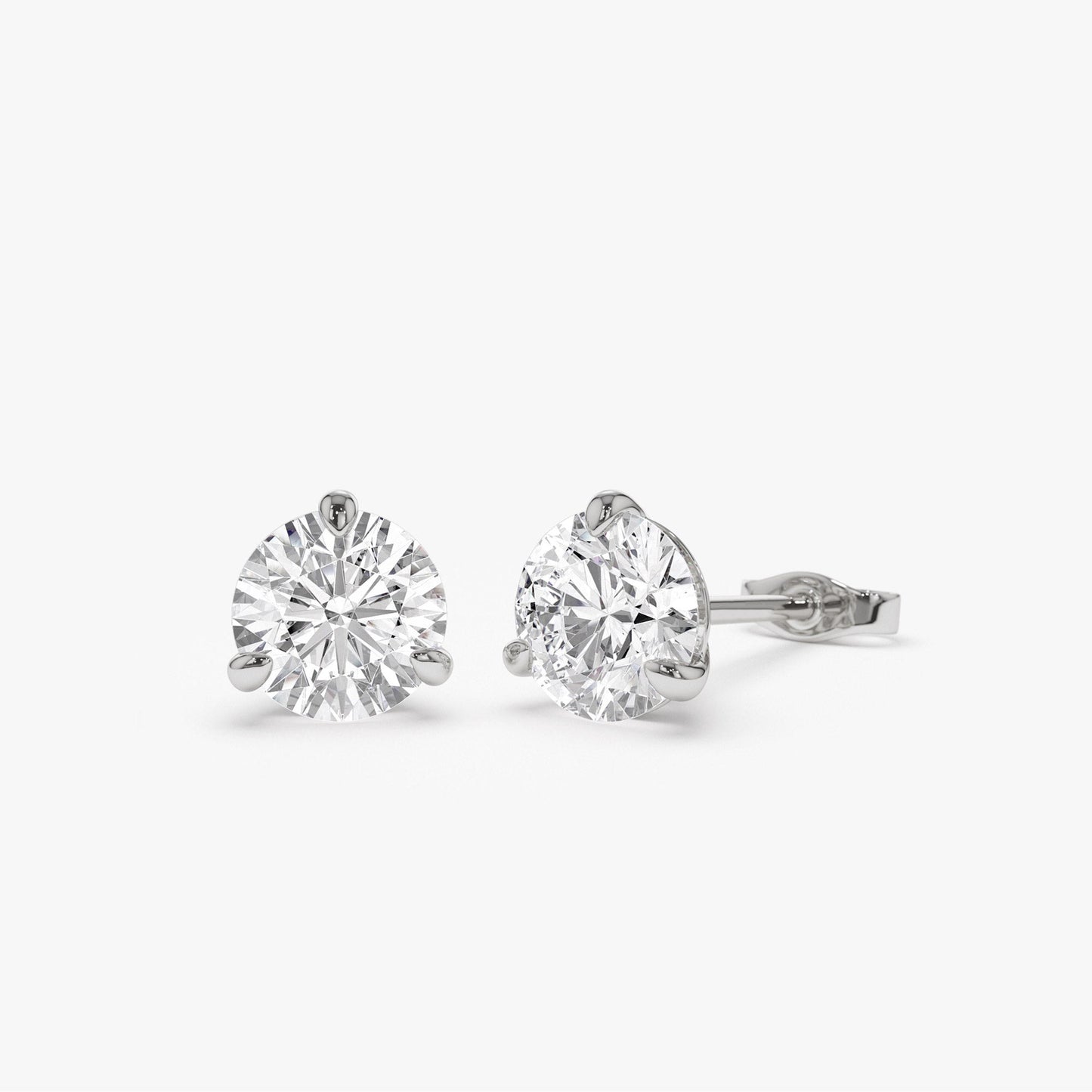 1.0-4.0cts 14k Martini Setting Round Lab Grown Diamond Studs - Alice - Geum Jewels