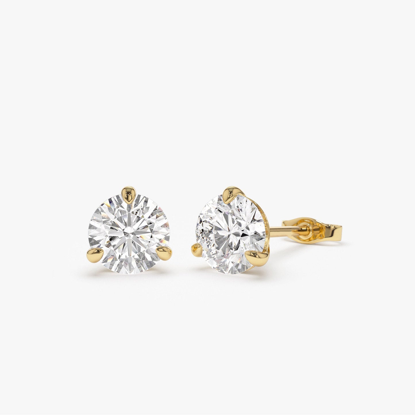1.0-4.0cts 14k Martini Setting Round Lab Grown Diamond Studs - Alice - Geum Jewels