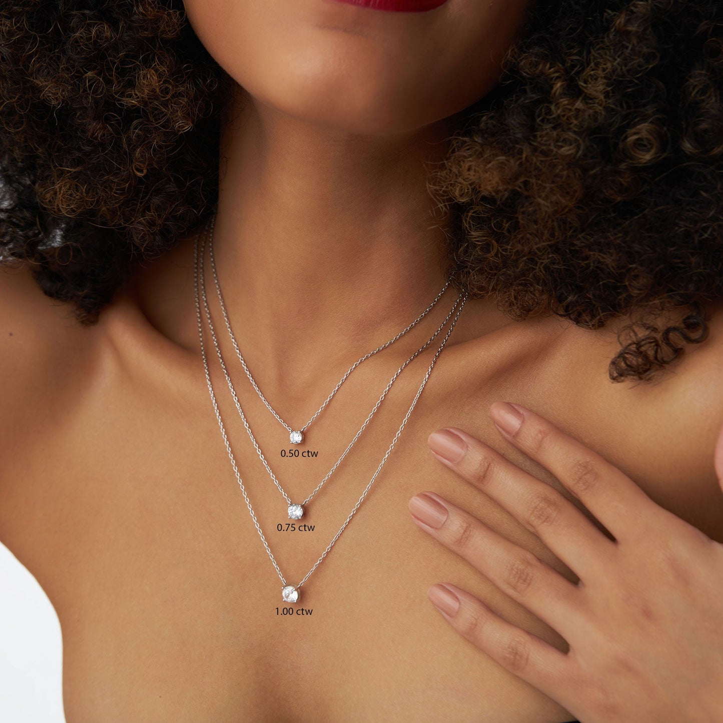 0.50 - 1.00 ctw 14k Four Prong Round Diamond Lab Grown Solitaire Necklace - Noah