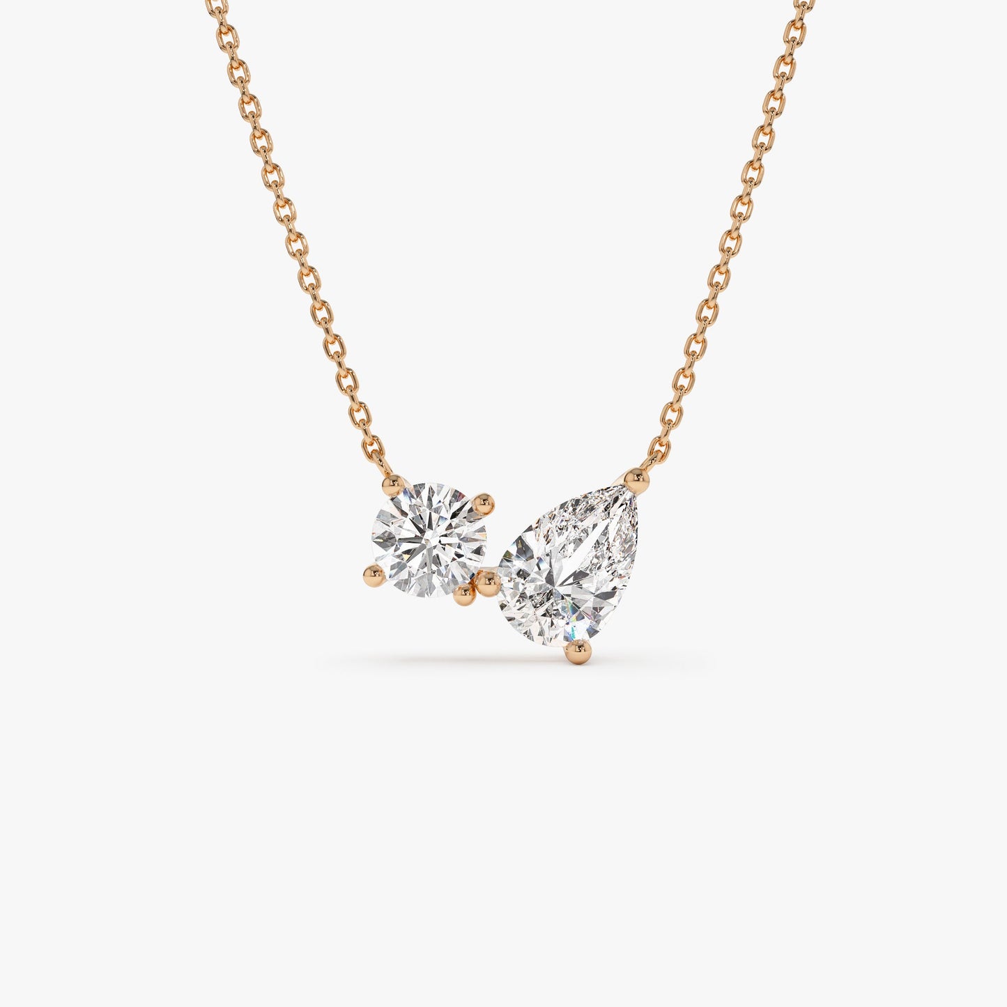 1.55 ctw 14k Pear Shaped and Rond Lab Grown Diamond Neklace - Maria