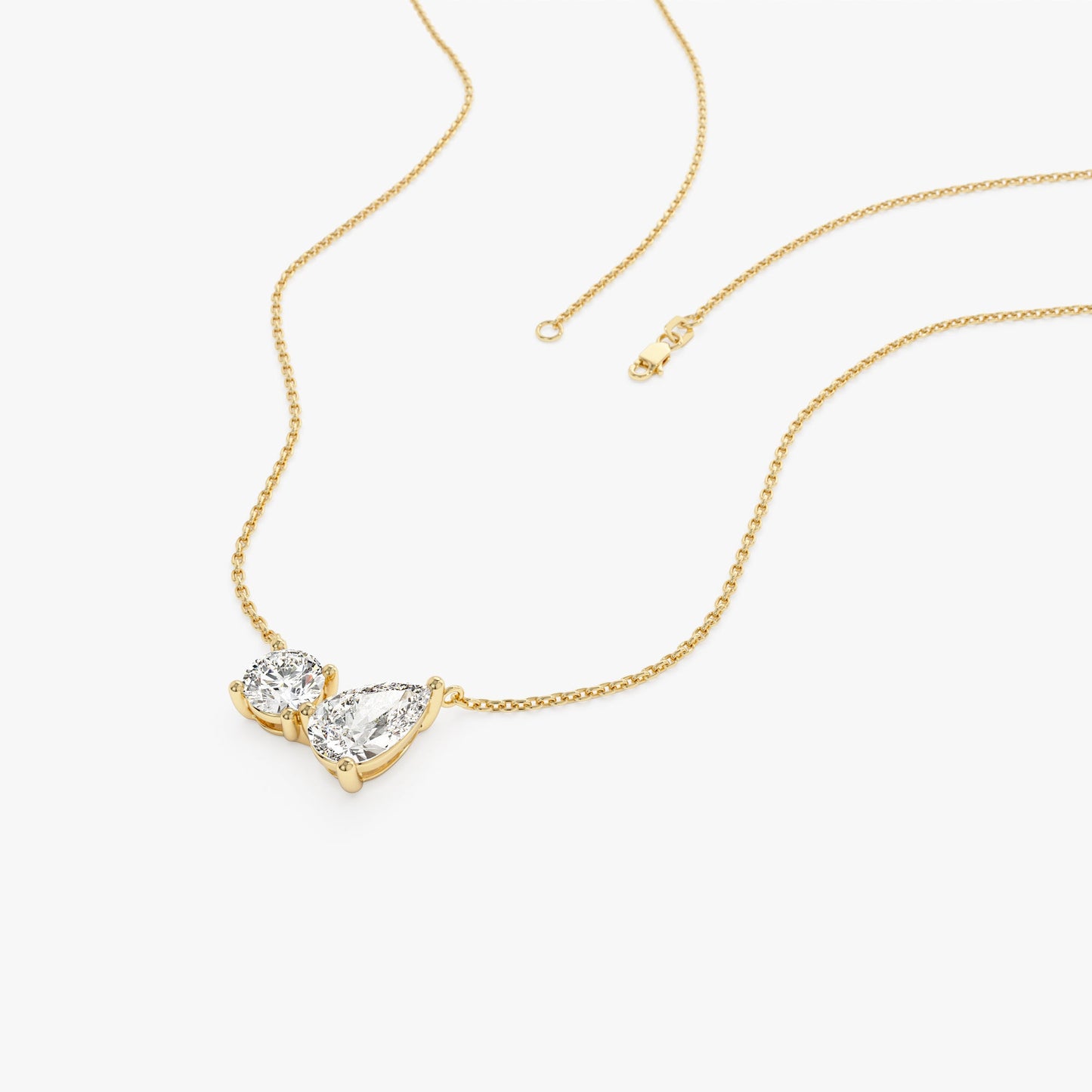 1.55 ctw 14k Pear Shaped and Rond Lab Grown Diamond Neklace - Maria