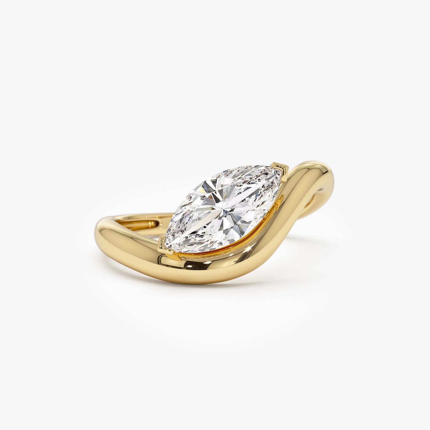 1.00 ctw 14k Marquise Shaped Sleek Design Lab Grown Engagement Ring - Rylee - Geum Jewels