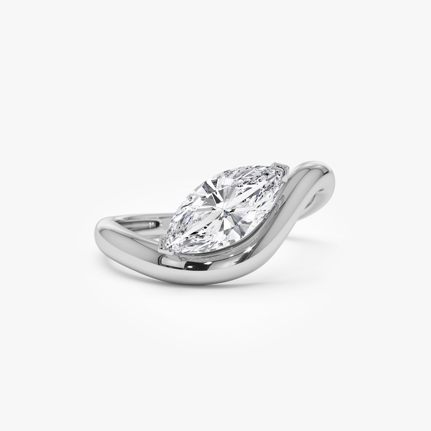 1.00 ctw 14k Marquise Shaped Sleek Design Lab Grown Engagement Ring - Rylee - Geum Jewels
