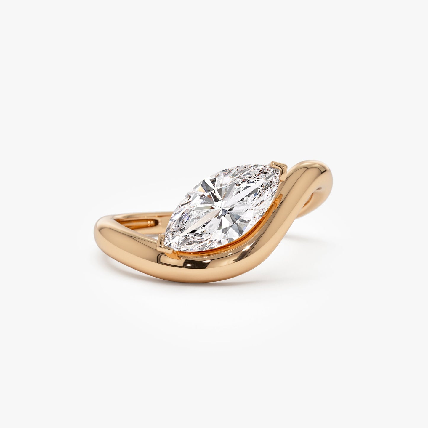 1.00 ctw 14k Marquise Shaped Sleek Design Lab Grown Engagement Ring - Rylee - Geum Jewels